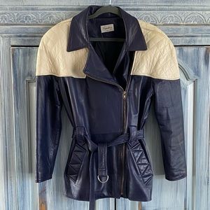 Vintage Romano Red Kid USA Two Tone Leather Moto Jacket